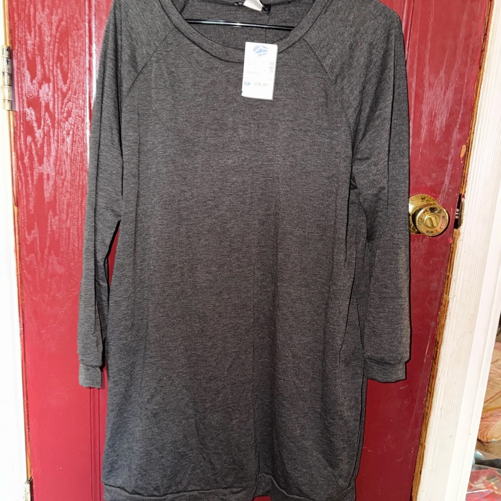Heather Charcoal Long Sleeve Sweatshirt Dress